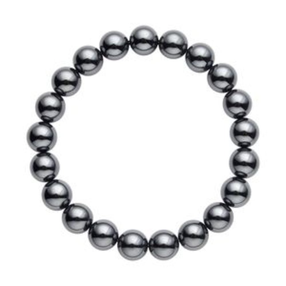 Hematite gemstone Beaded Stretch Bracelet 60.00 ctw size 2.95 inches